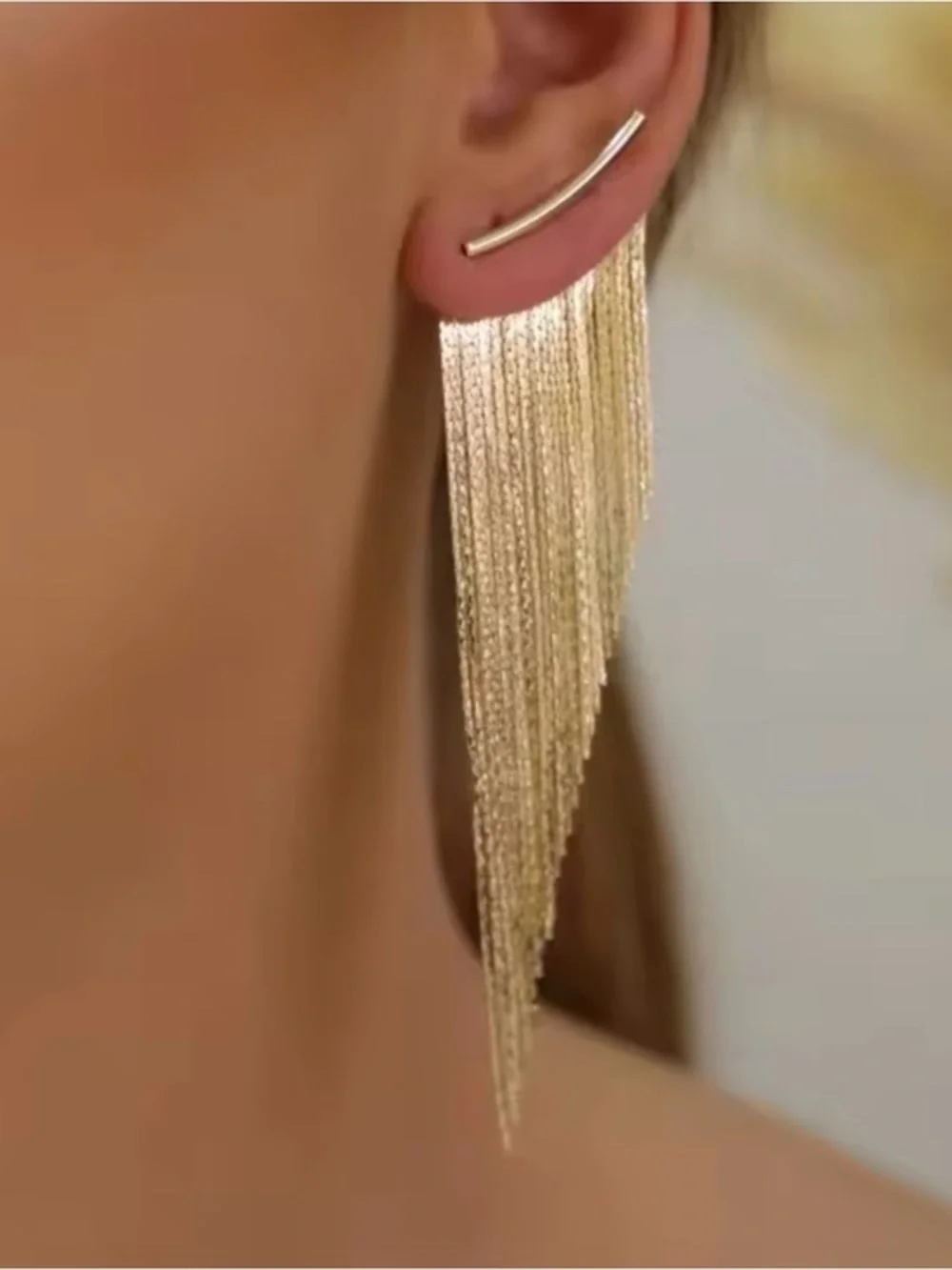New 18k Gold Dramatic Fringe Earrings